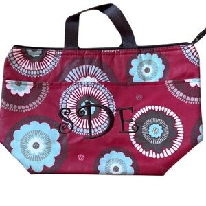 THIRTY ONE INSULATED LUNCH COOLER/ TOTE GEOMETRIC FLORAL DESIGN RED